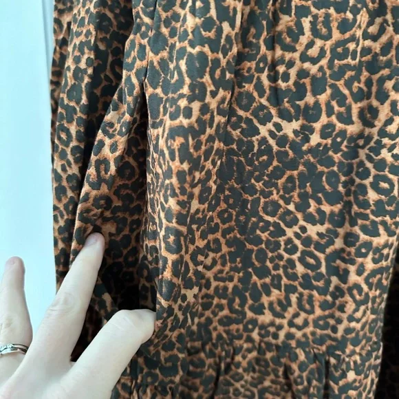 WAYF Womens Velma Animal Print Ruffled Babydoll Dress Sz L - Picture 5 of 9